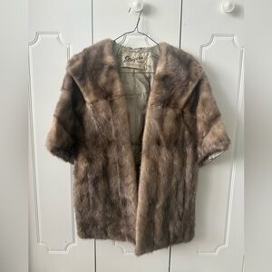 Vintage Fur Cape Shrug Stole Jacket